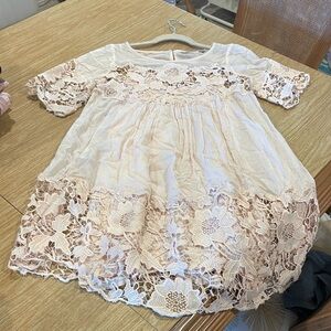 Anthropologie HOLDING HORSES light pink Lace women's dress